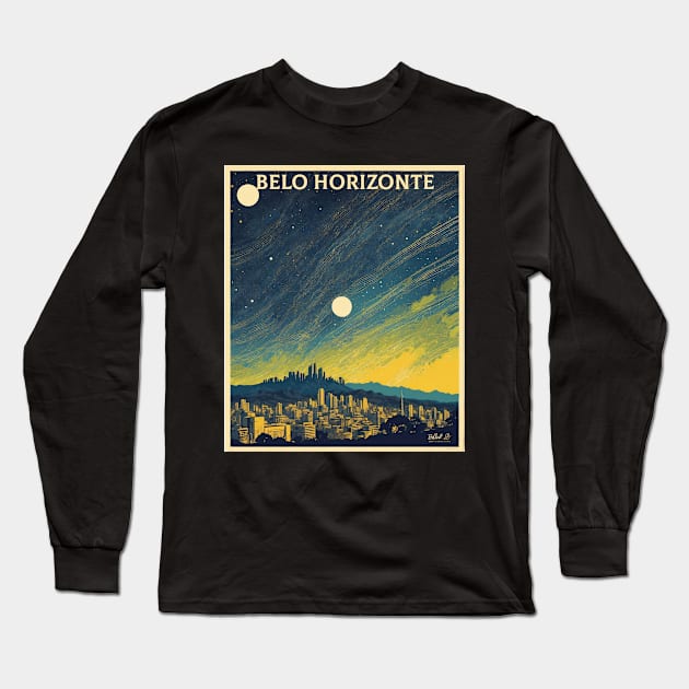 Belo Horizonte Starry Night Brazil Vintage Tourism Travel Poster Long Sleeve T-Shirt by TravelersGems